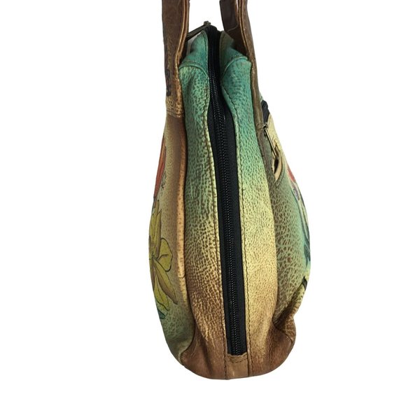 Anuschka NEVER USED Handpainted Leather Shoulder Bag Butterfly Floral - Picture 13 of 15